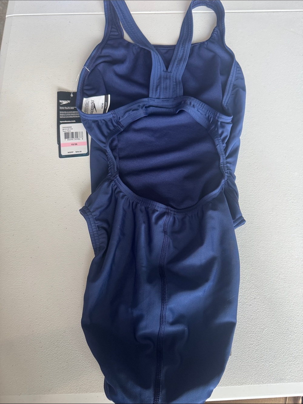 Speedo Navy Blue Solid One-Piece Swimsuit Team Navy Speedo Pro LT size 10/36 - Picture 2 of 5